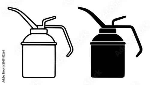 Fotografija Oil can minimalist icon, black and white in outline and silhouette design