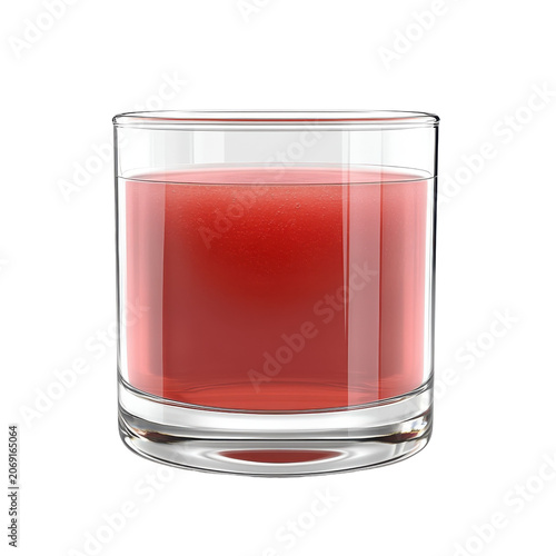 Refreshing glass of ruby red juice simple and elegant isolated on white background