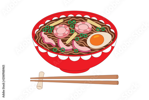 Slika na platnu A captivating vector graphic portraying a delectable bowl of authentic Japanese