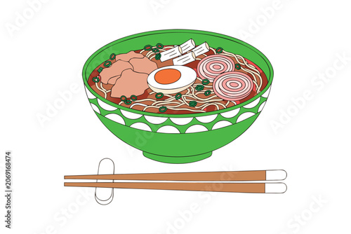 Slika na platnu A captivating vector graphic portraying a delectable bowl of authentic Japanese