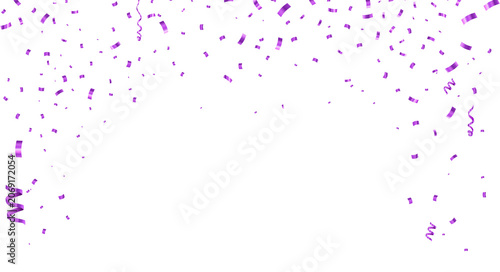 Purple falling confetti background isolated on transparent background. Festive holiday overlay PNG