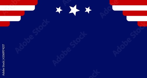 Copy space background animation with blue, red and white decoration as a symbol of the United States flag