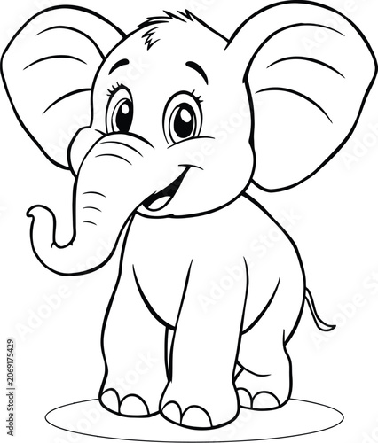 Baby elephant vector silhouette on a white background