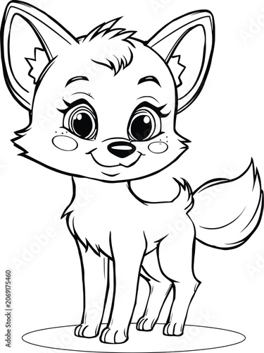 Fox silhouette black and white vector illustration of a cartoon animal