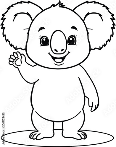 Koala Silhouette Black And White Vector Illustration For Design