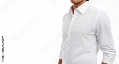 Crisp cotton shirt captured on luminous white background showcasing fabric grain and � Beauty and Cosmetic Photography for Skincare and Fashion Brand