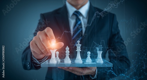A dynamic business strategy concept visualized through a Caucasian male in formal � Business Professional and Corporate Lifestyle Concept for Leadership