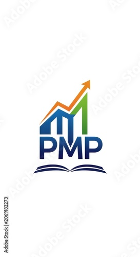 PMP Logo with Upward Trend Graph and Open Book.