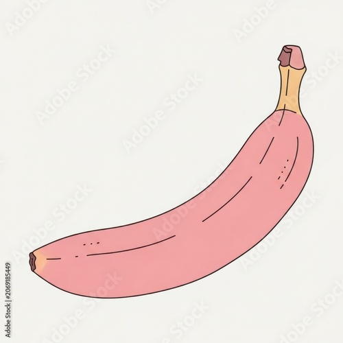 Pink Banana Fruit Illustration on Light Background.