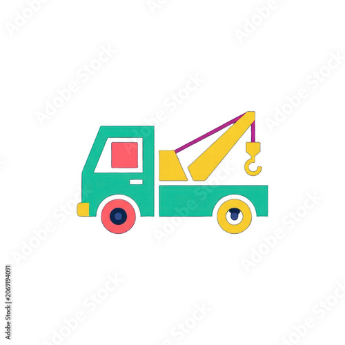 Minimalist flat design tow truck icon