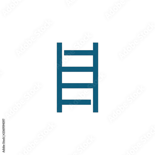 Minimalist blue ladder icon on black background