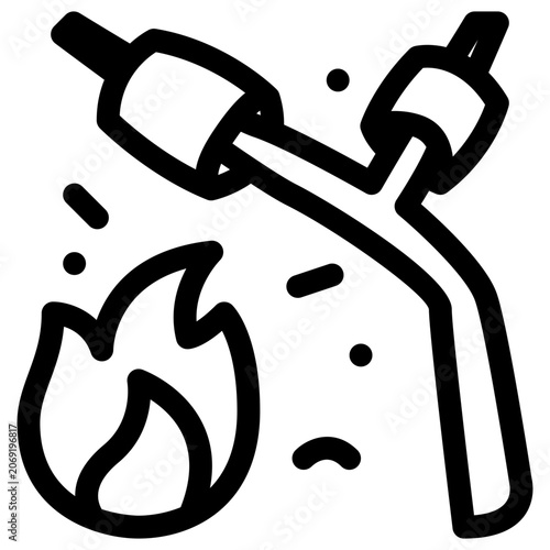 Marshmallow Fire Outline Icon, Marshmallow Roasting, Campfire