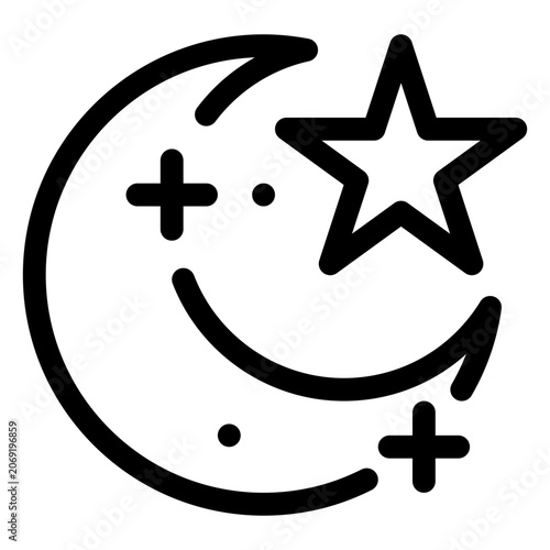 Starry Sky Night Outline Icon, Star Celestial, Astronomy Cosmos
