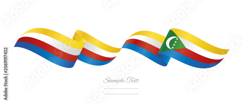 Cuadro en lienzo Comorian flag ribbon vector illustration