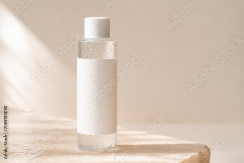 Transparent Toner Bottle Mockup On Neutral Background