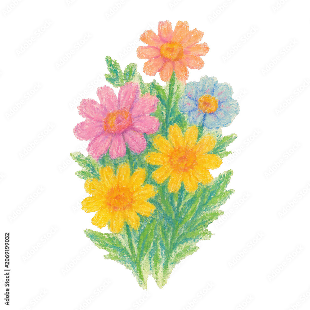 Fototapeta premium PNG Colorful crayon flower illustration