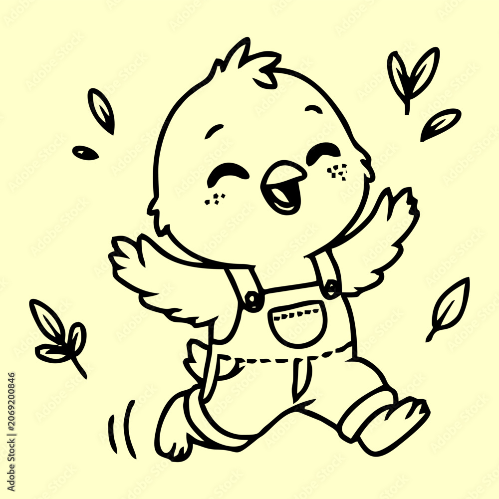 Fototapeta premium Happy Chick Line Art