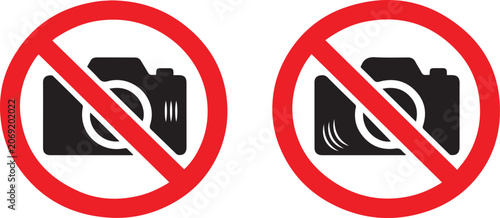 Bild auf Leinwand No photography allowed sign with camera icon Vector, illustration