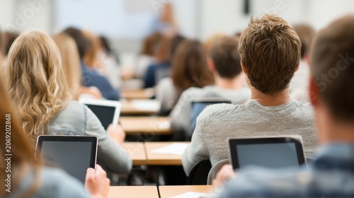 Engaged Students Using Tablets for Learning in a Classroom Setting