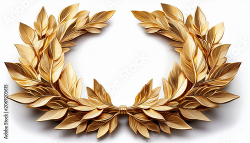 Golden Laurels Wreath Isolated On Transparent Background