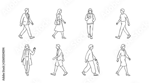 Architectural Scale Walking People Figures AutoCAD Vector Illustrations for Design Visualization