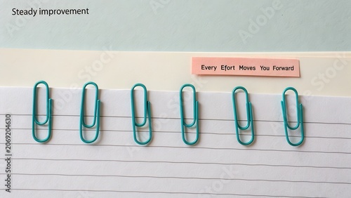 Inspirational Office Setup with Paper Clips and Motivational Note