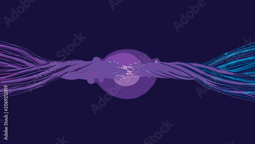 Photos Abstract wave pattern in shades of purple and blue against a dark background wav