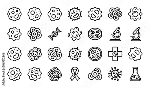 Cuadro en lienzo Professional cancer cell vector bundle with oncology pathology and medical resea
