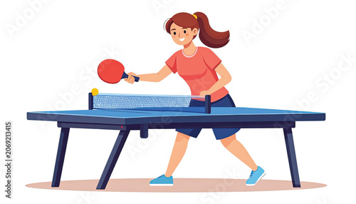 Woman playing table tennis sport.