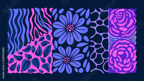 Canvastavla Floral ornament with stylized leaves and blossoms a vibrant vector illustration