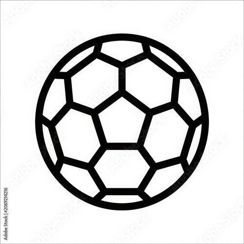 Soccer ball icon black and white line art illustration