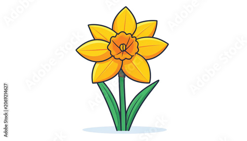 Yellow Daffodil Flower Closeup View.