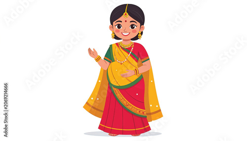 Woman wearing traditional Indian sari dress.