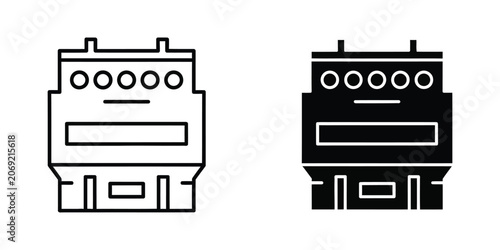 Foto Electrical circuit breaker switch set in outline and solid black style for indus