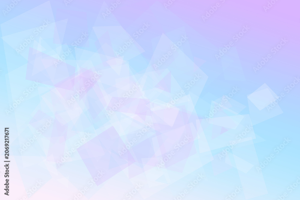 Fototapeta premium A cloudlike arrangement of translucent polygons drifts over a light blue and lavender wash, offering a soothing abstract backdrop for tech and lifestyle layouts.