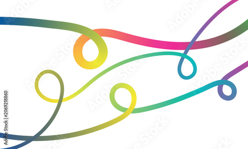Schilderij op canvas Abstract flowing lines with vibrant rainbow gradients create a dynamic and artis