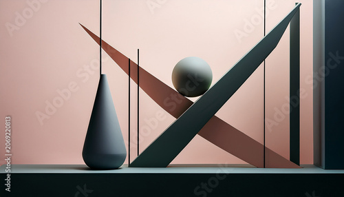 A Modern Minimalist Composition Featuring Layered Angular Shapes