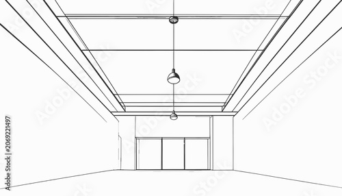 Obraz na płótnie Empty room interior with lines perspective.