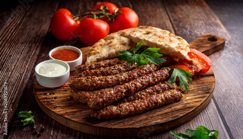 Photo Of Cevapi Cevapcici Traditional Balkan Food Delicius Minced Meat