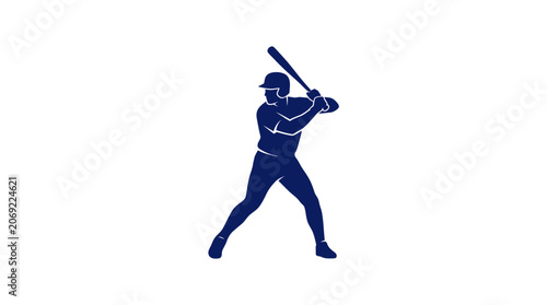 Baseball Player Batting Silhouette Vector
