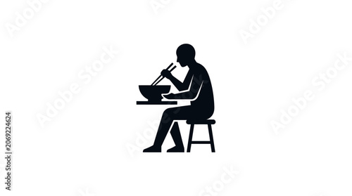 Person Eating with Chopsticks Icon