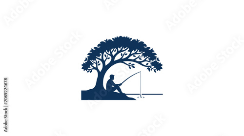 Programmer Fishing Under Tree with Code Bracket Logo