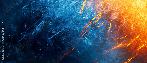 Ice hockey scratched background texture with space for text and orange blue gradient tones. sports branding, tournament posters, marketing layouts and digital backgrounds