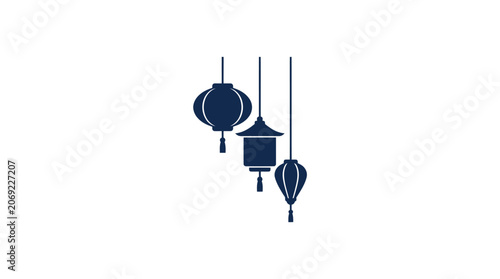 Minimalist Chinese Lantern Icon Set