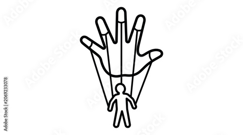 Slika na platnu Puppeteer Hand Controlling Person Vector Illustration