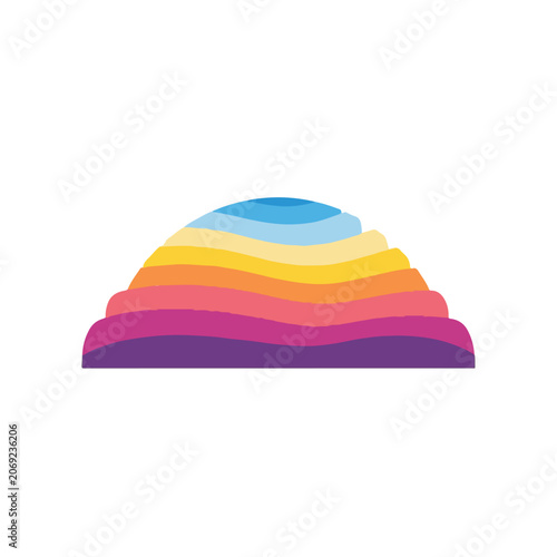 Multicolored layered graphic illustration design element.