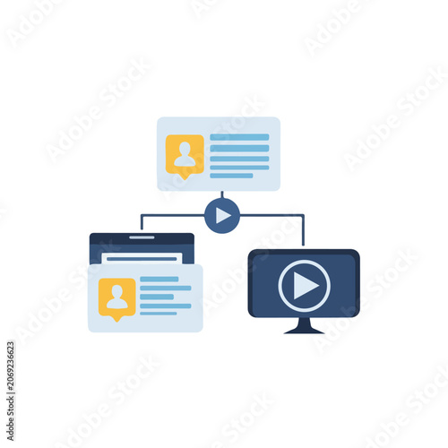 Multimedia Content Icons on Computer Screen.
