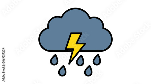 Storm Cloud with Lightning Vector Illustration