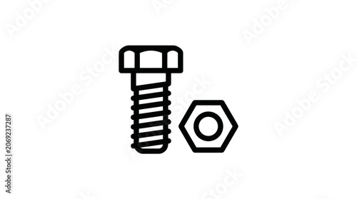 Bolt and Nut Outline Icon