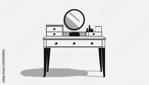 Foto Dresser with makeup and mirror.